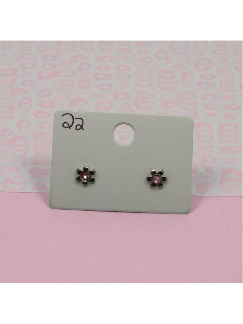 pink flower stud earrings